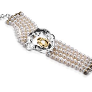 Mikò-Bracciale cerchio ondulato con perle collezione “Vibrazioni