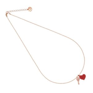 Collana Girocollo con cuore rosso e chiave