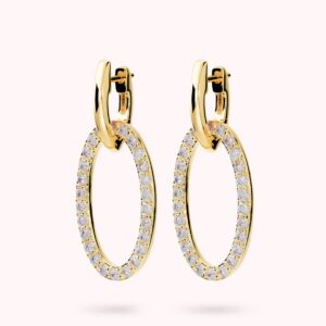 Orecchini Pendenti Ovali con Pavé di Cubic Zirconia