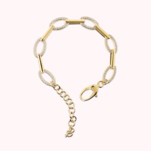 Bracciale Maglie Alternate con Pavé di Cubic Zirconia