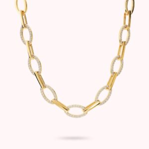 Collana Maglie Alternate con Pavé di Cubic Zirconia