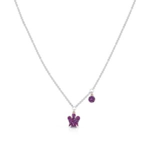 Collana in argento con angelo e zirconi fucsia e ametista