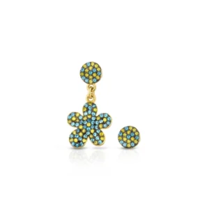 Orecchini in argento con fiore e zirconi azzurro e verde