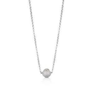 Collana in argento con perle e zirconi bianchi