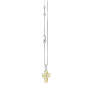 Collana Uomo Zancan in Argento 925 Croce Oro Diamanti Bianchi 0,010