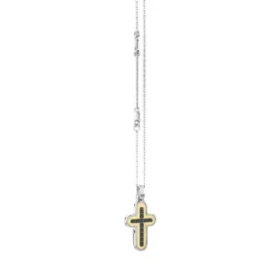 Collana Uomo Zancan Alpha Diamond Argento 925 Croce Oro Diamanti Neri 0,140 ct